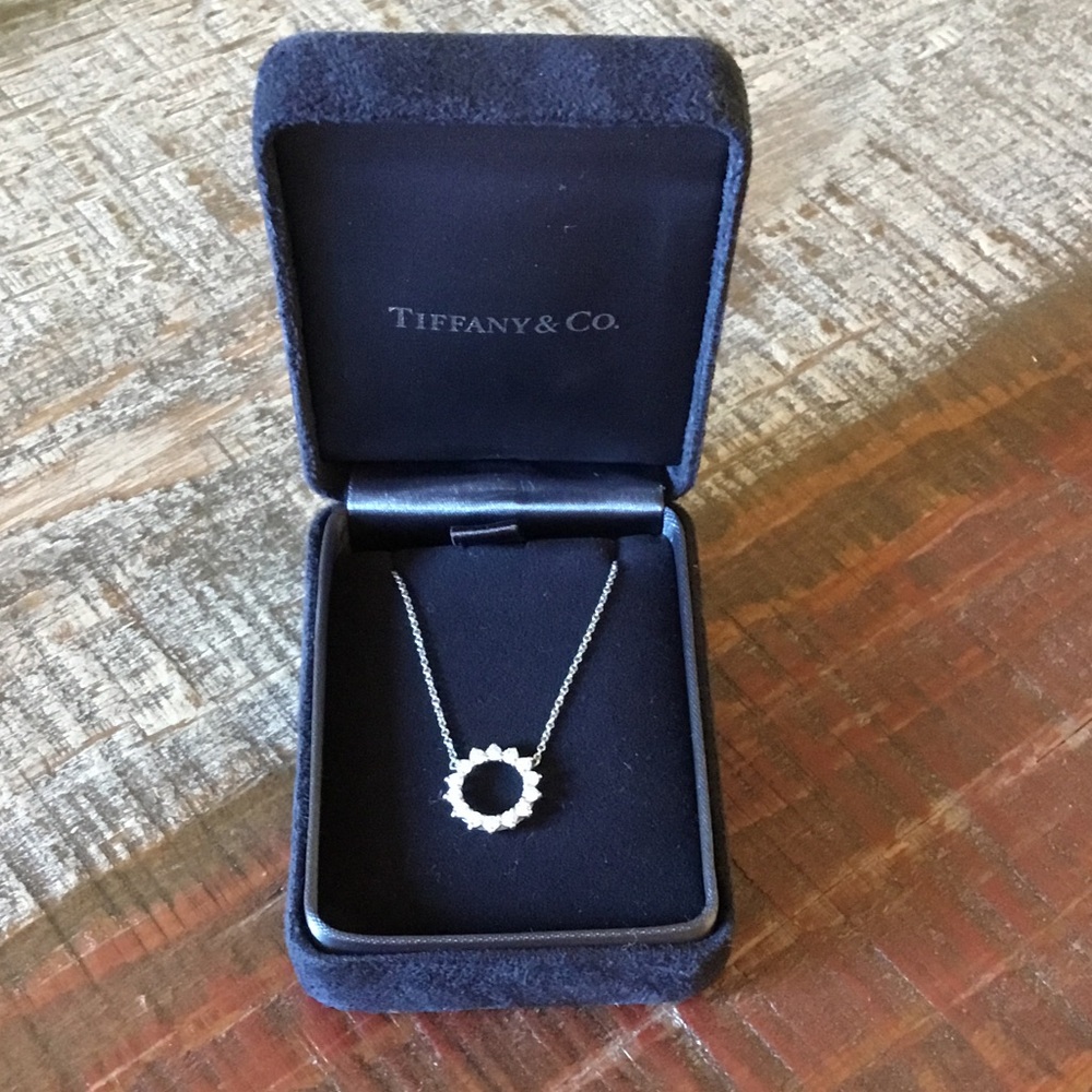 Authentic Tiffany & Co. Open Circle Diamond Platinum Pendant - Picture 3 of 16